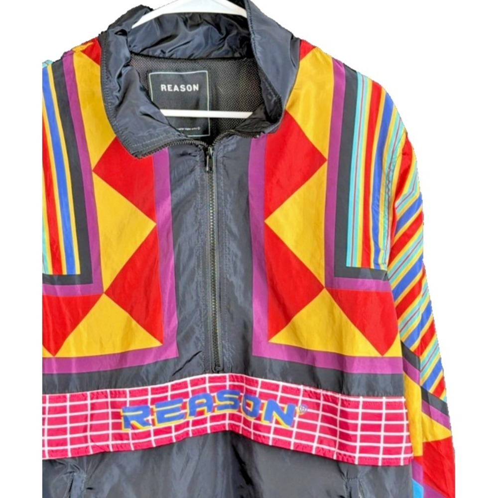 Reason Clothing Windbreaker‎ Men Medium Anorak Pullover Streetwear Jacket y2k